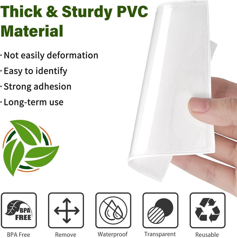 Ohuimrt 52 Pack Clear Adhesive 3" x 3" Index Card Pockets With Top Open, Plastic Card Sleeves Index Card Holder for Organizing Storage Bins, Library Cards, Notes, Drawer - Image 3